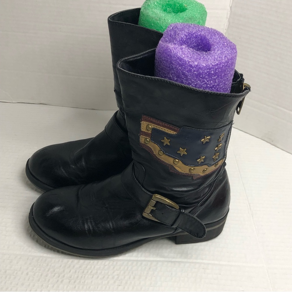 Dream Out Loud Boots Womens Size 7 American Flag USA Black Zipper Selena Gomez